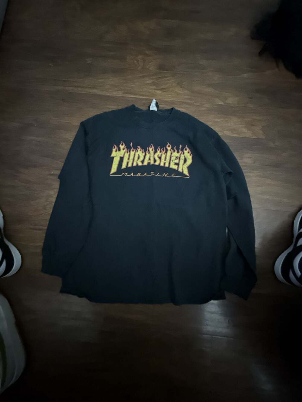 Thrasher Flame Long Sleeve T-Shirt Black with Thumbholes